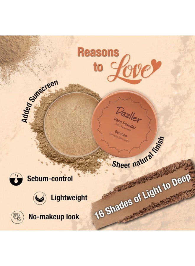 دازلير بودرة دازلر المضغوطة السائبة، لتثبيت المكياج، لمسة نهائية شفافة خفيفة كالريشة، تحكم في الزيوت، واقي شمسي إضافي لجميع أنواع البشرة، 30 غرام - بني داكن R1 - Image 2